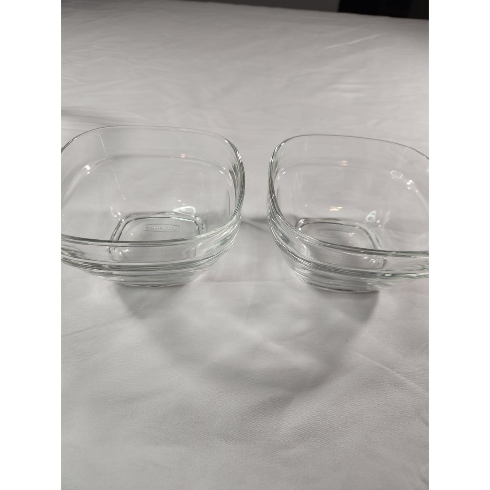 Rubbermaid Glass Bowl Set 2 Square‎ Clear 1 Cup  7N68 no lids